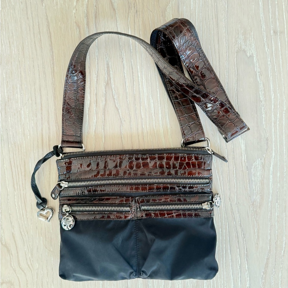 Brighton Brown and Cream Polka Dot Crossbody Bag